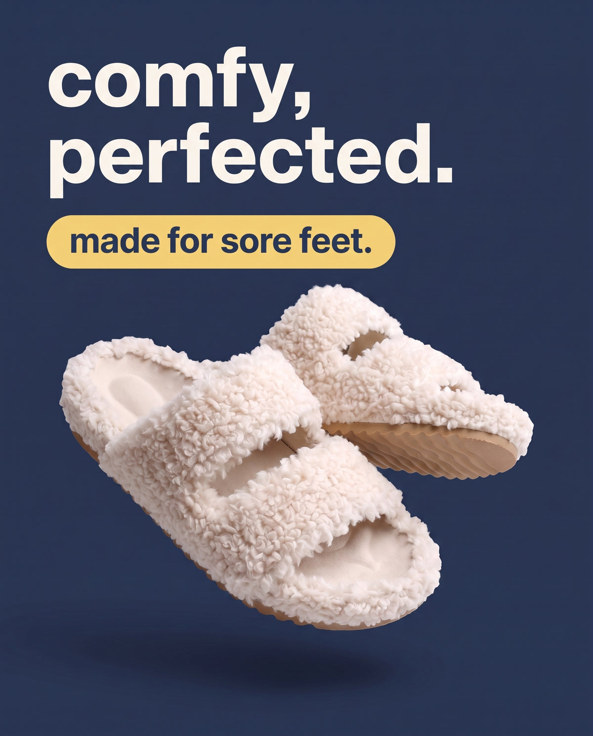 Shufflrs Cloud Comfort Slide in Oat. Comfy, perfected. Made for sore feet.